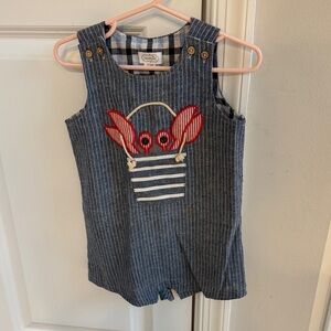 Mud Pie Shortall with Crab Appliqué